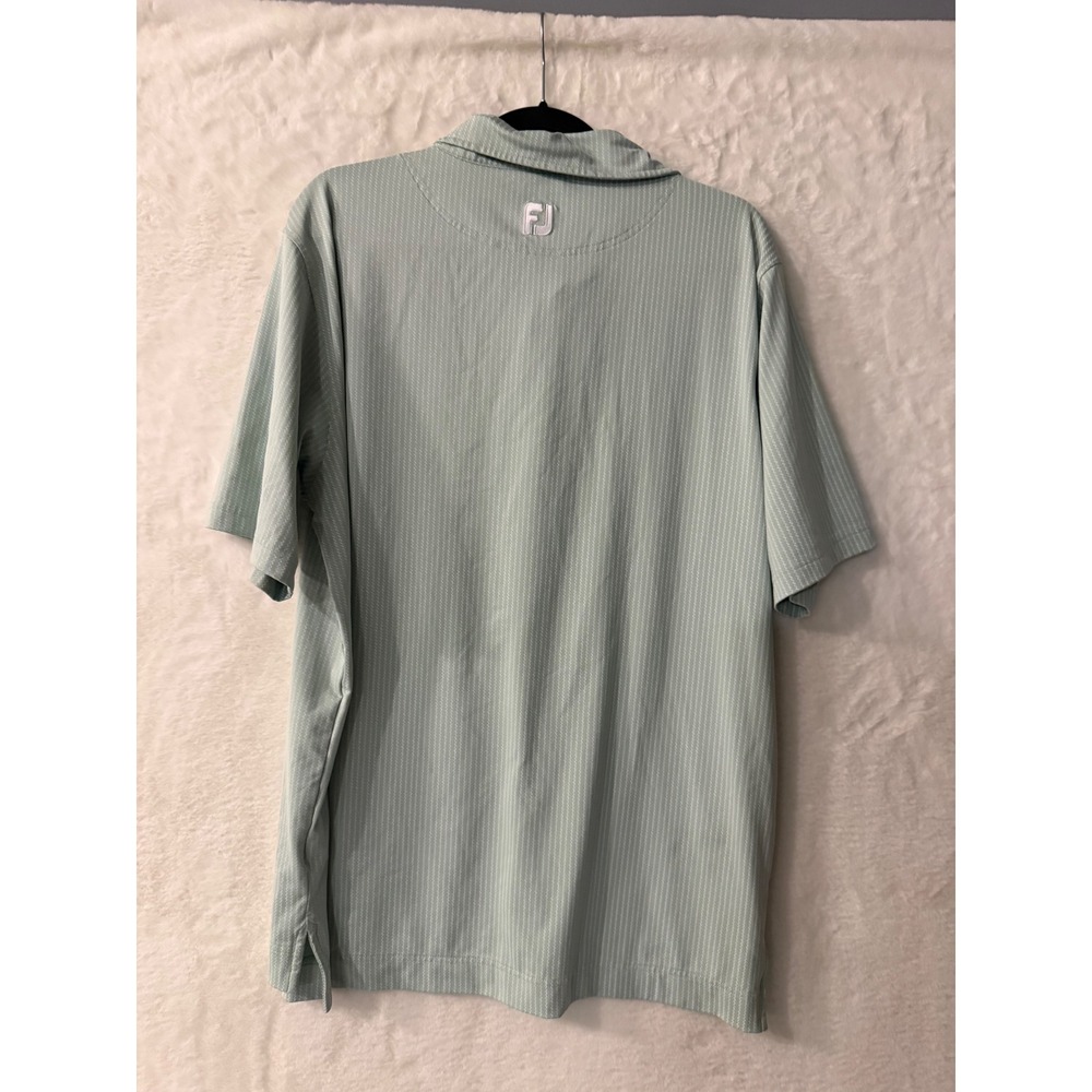 FootJoy Mens L Golf‎ Polo Shirt Sage Green Zig Zag Stripe ProDry Performance